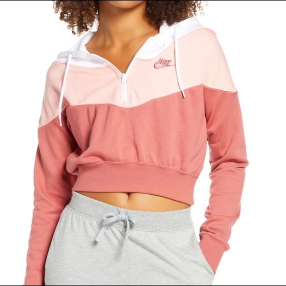 Nike Tops - Nike color-block half zip cropped hoodie
